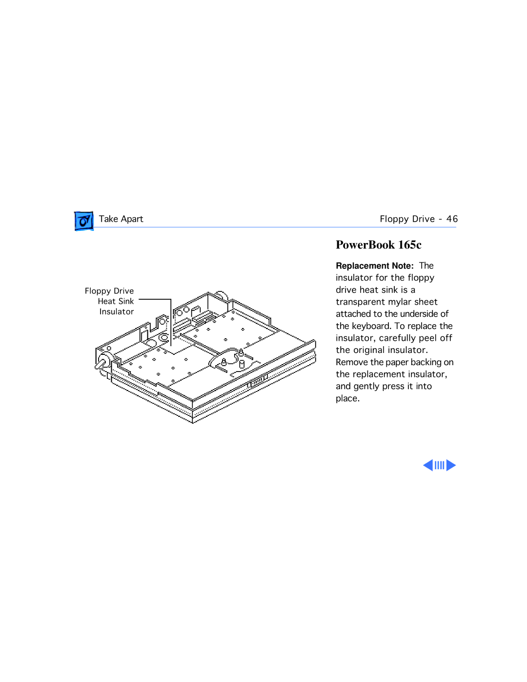 Apple 180C manual Floppy Drive Heat Sink Insulator 