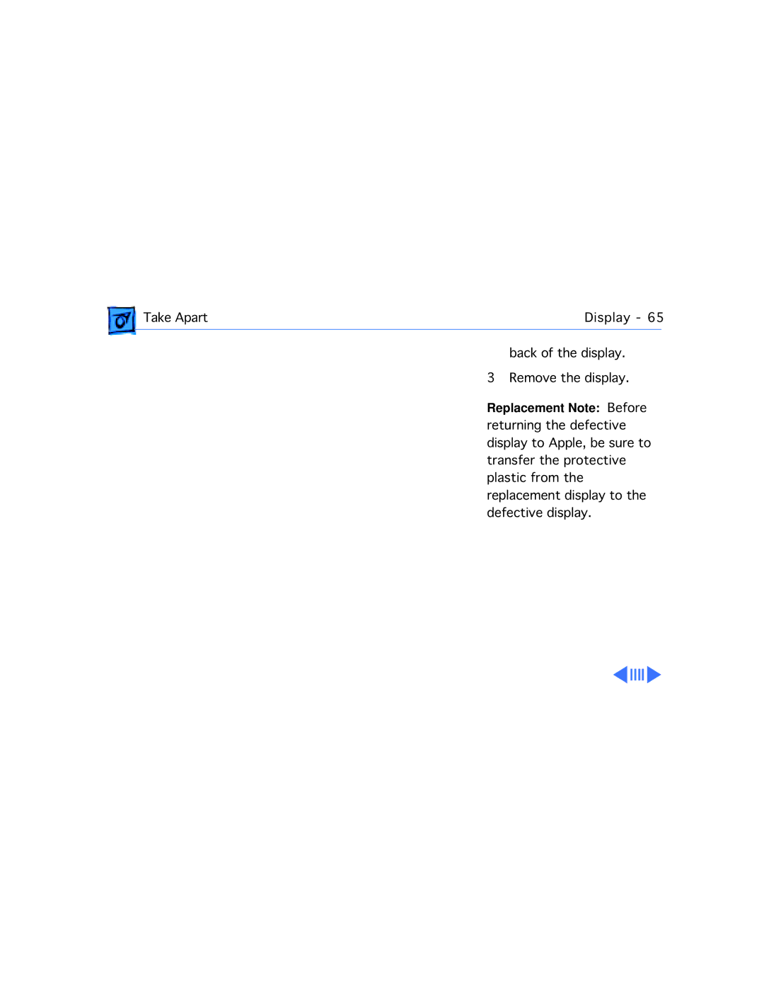 Apple 180C manual Take Apart Display Back of the display Remove the display 