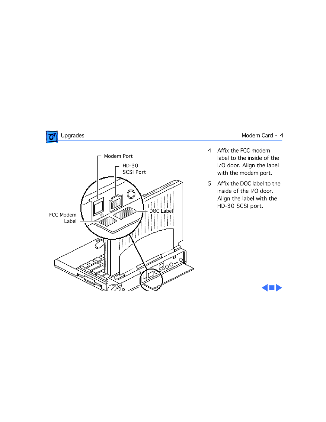 Apple 180C manual Affix the FCC modem Label to the inside 