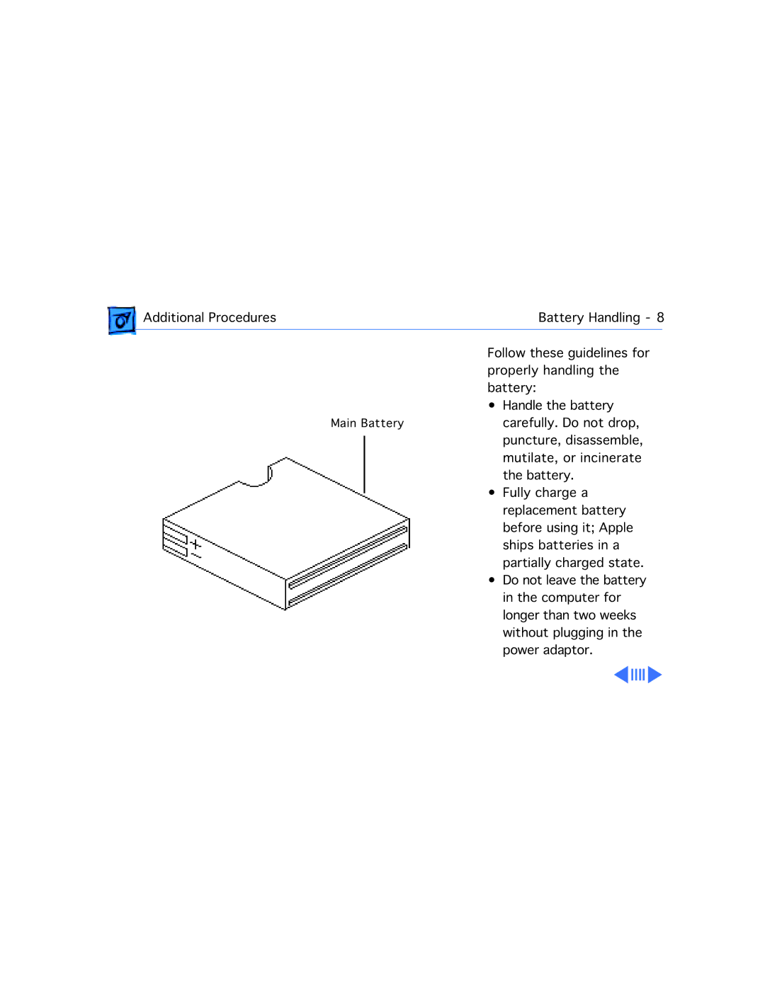 Apple 180C manual Handle the battery 