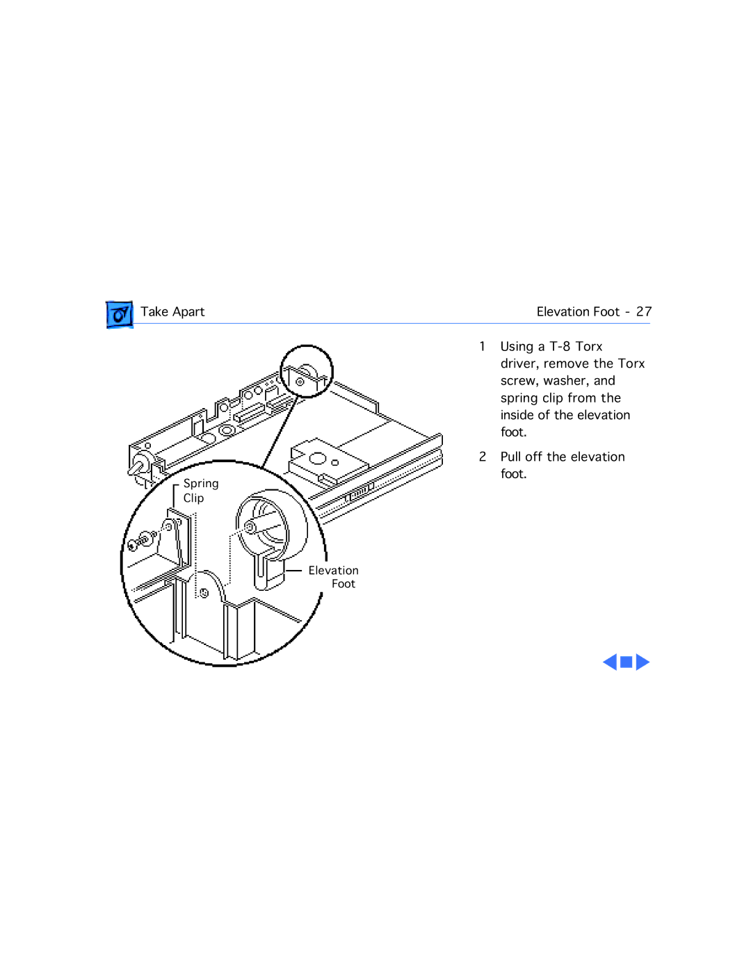 Apple 180C manual Take Apart Elevation Foot 