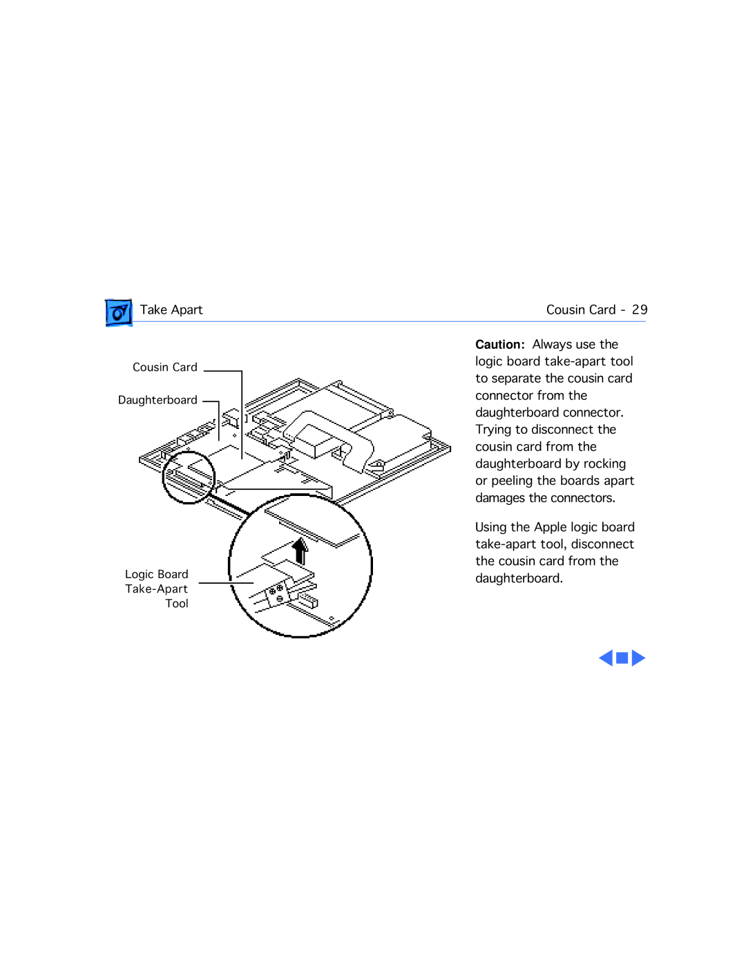 Apple 180C manual Cousin Card Daughterboard Logic Board Take-Apart Tool 