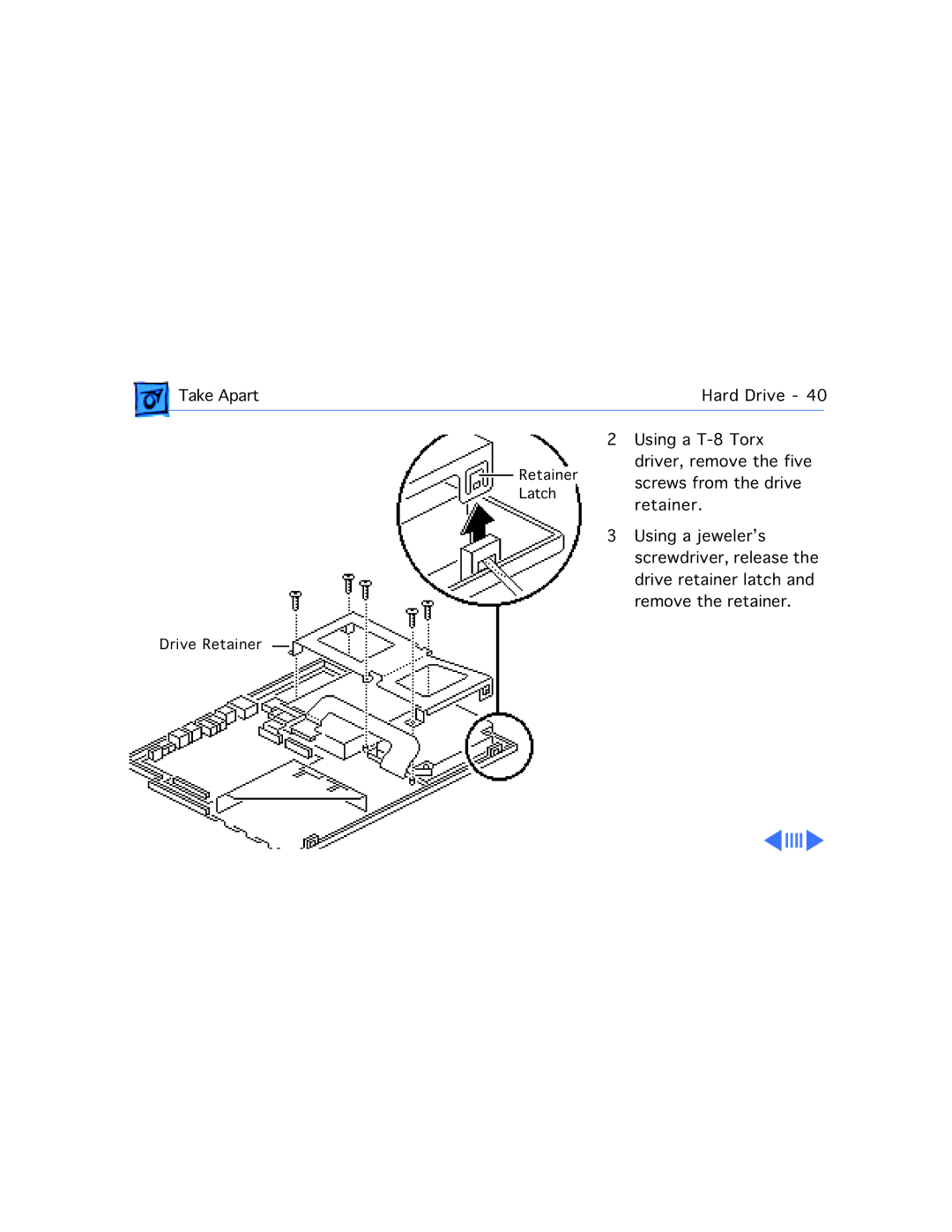 Apple 180C manual Retainer Latch Drive Retainer 