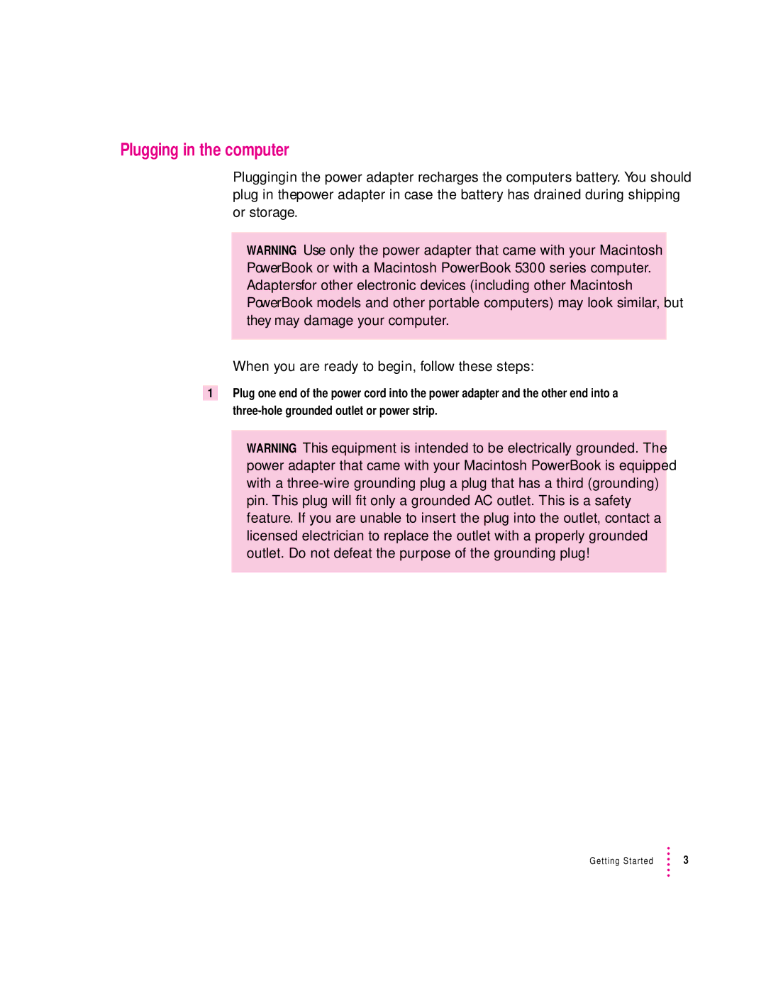 Apple 190 series manual Plugging in the computer 