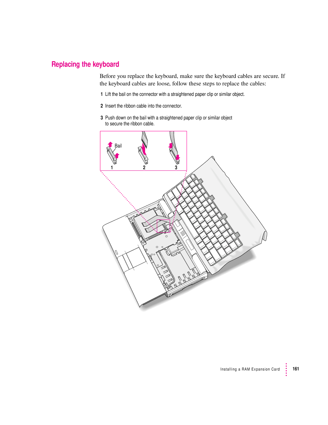 Apple 190 series manual Replacing the keyboard 