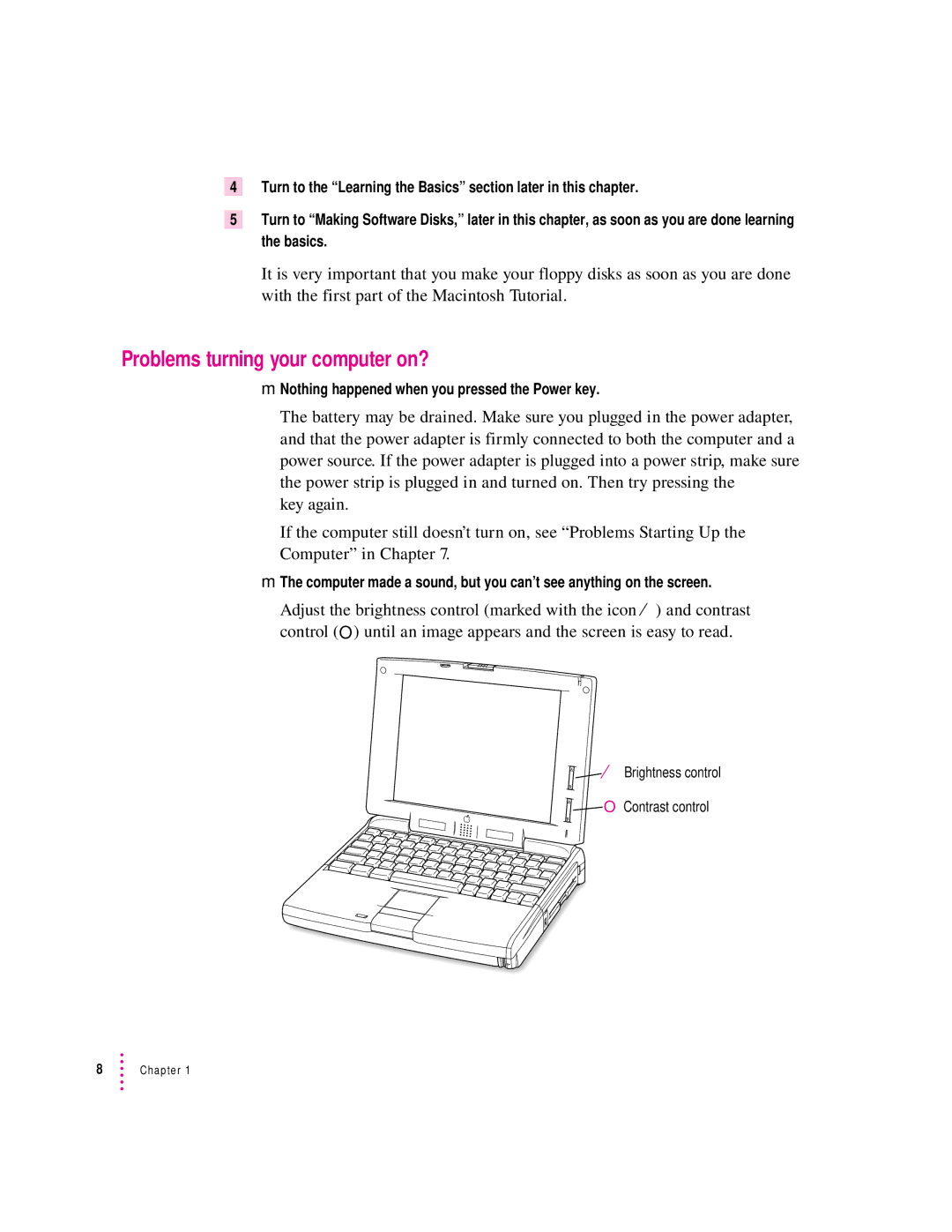 Apple 190 series manual Problems turning your computer on? 