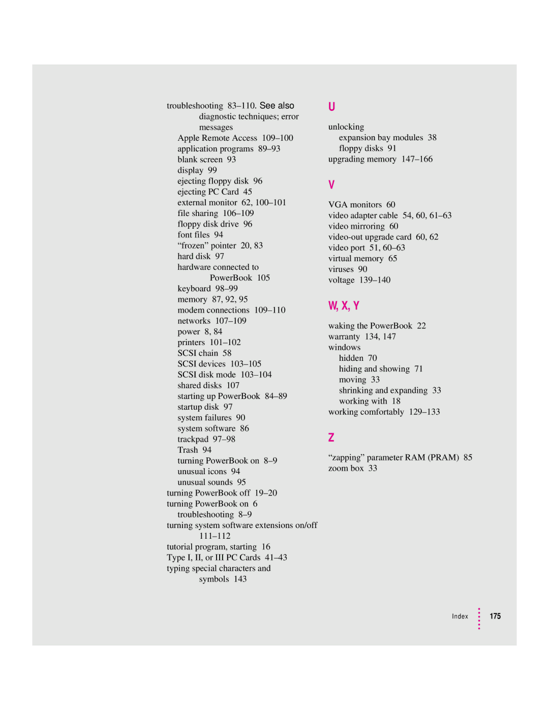 Apple 190 series manual Index 