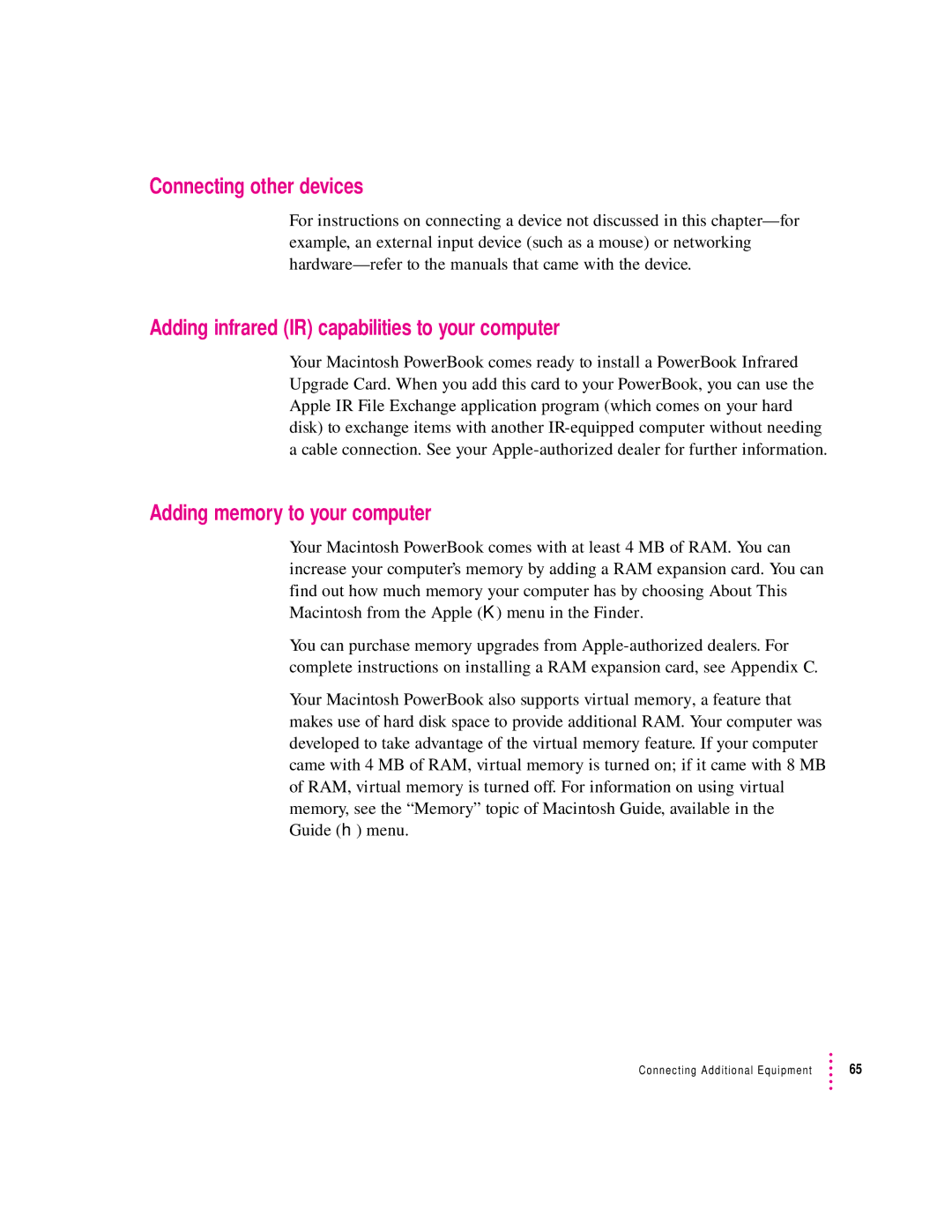 Apple 190 series manual Connecting other devices, Adding infrared IR capabilities to your computer 