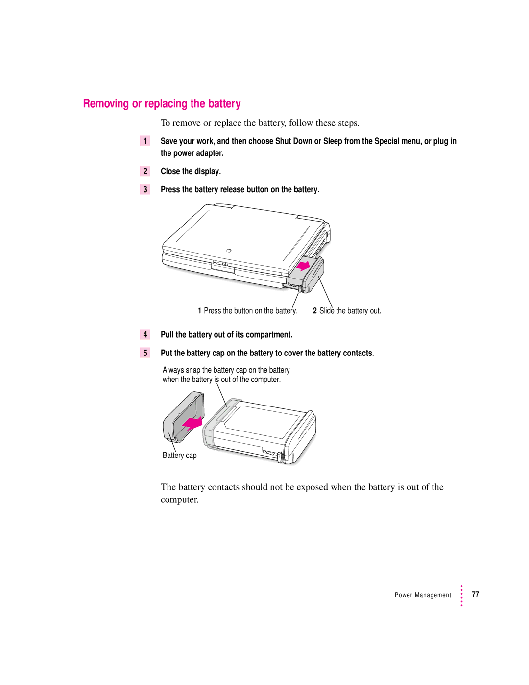 Apple 190 series manual Removing or replacing the battery, To remove or replace the battery, follow these steps 