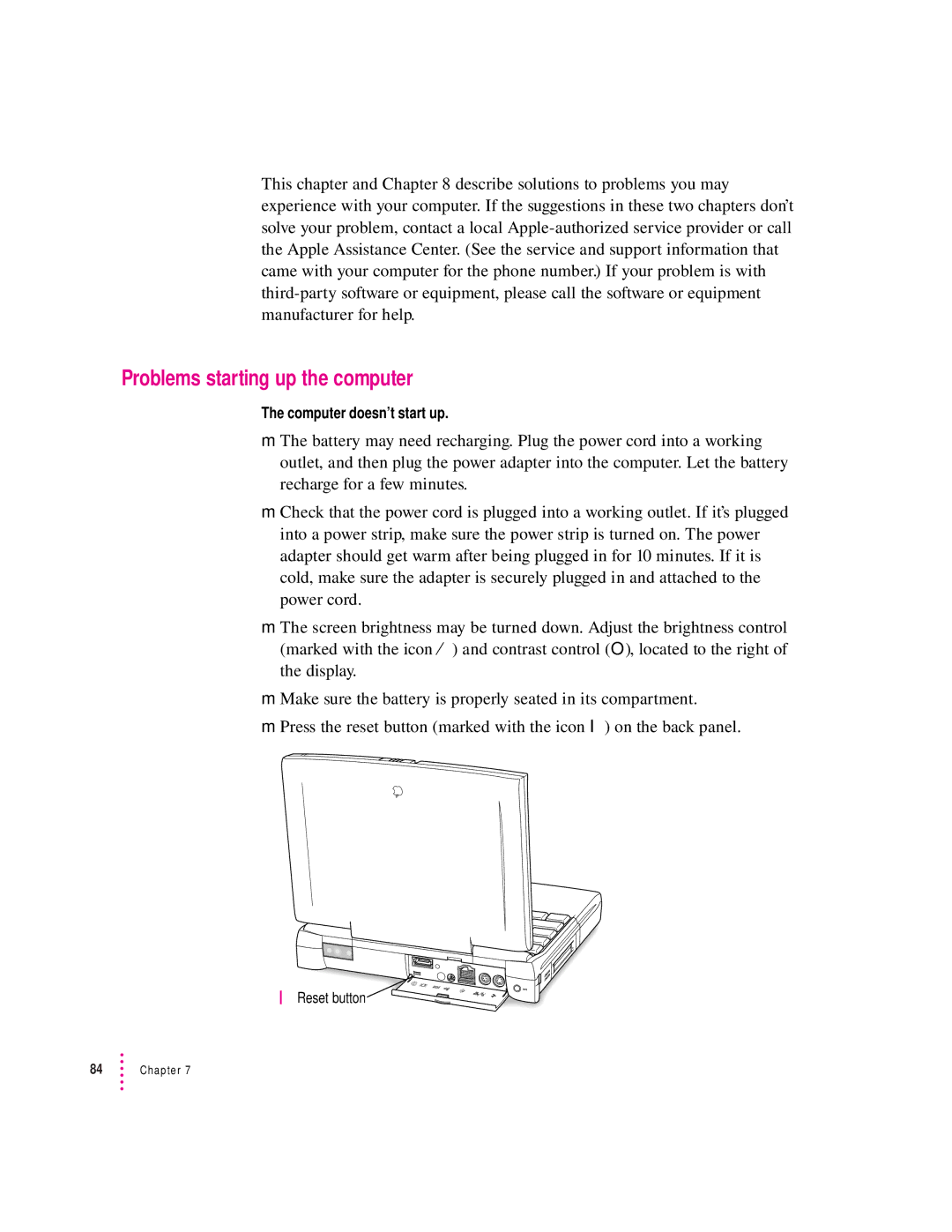 Apple 190 series manual Problems starting up the computer 