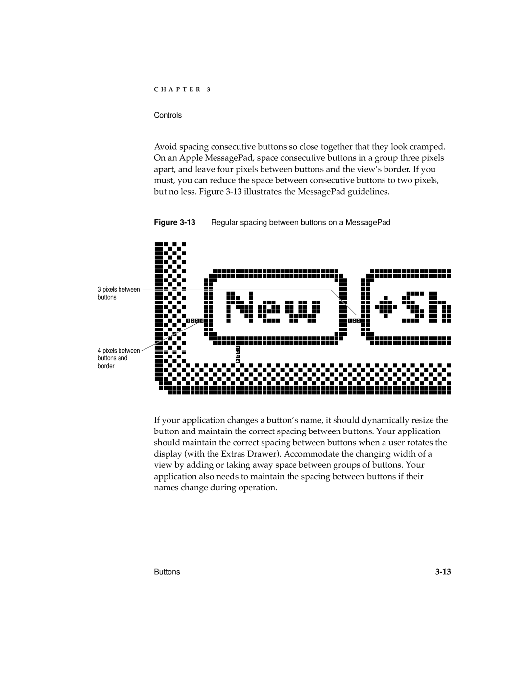 Apple 2 manual 13Regular spacing between buttons on a MessagePad 