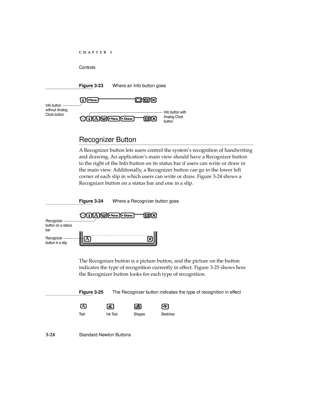 Apple manual Recognizer Button, 23Where an Info button goes 