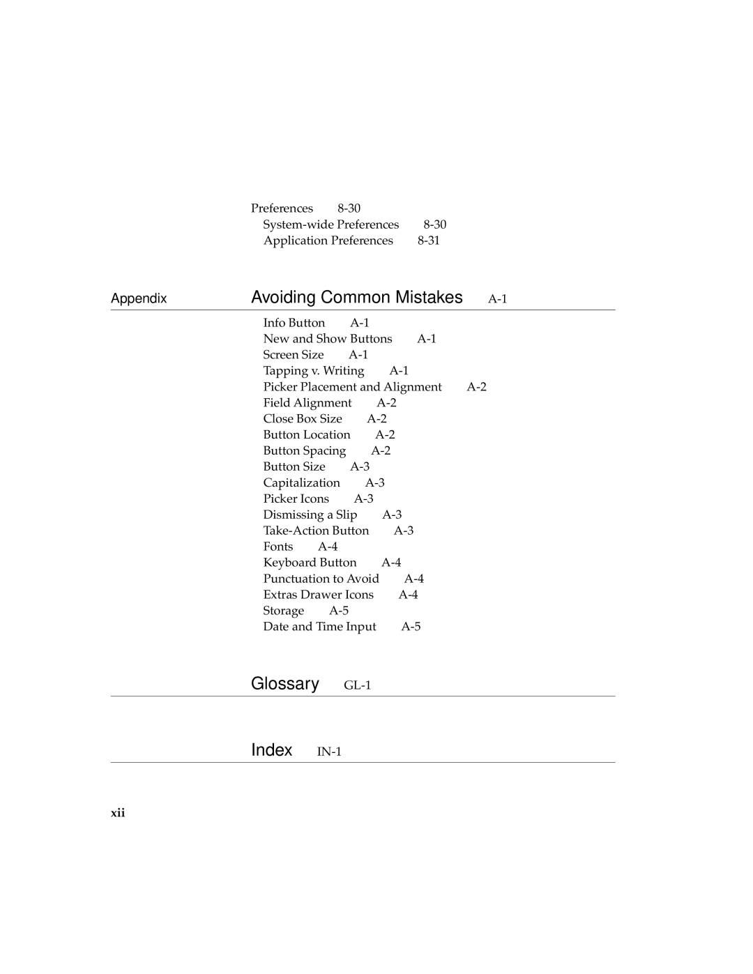 Apple 2 manual Glossary GL-1 Index IN-1, Xii 