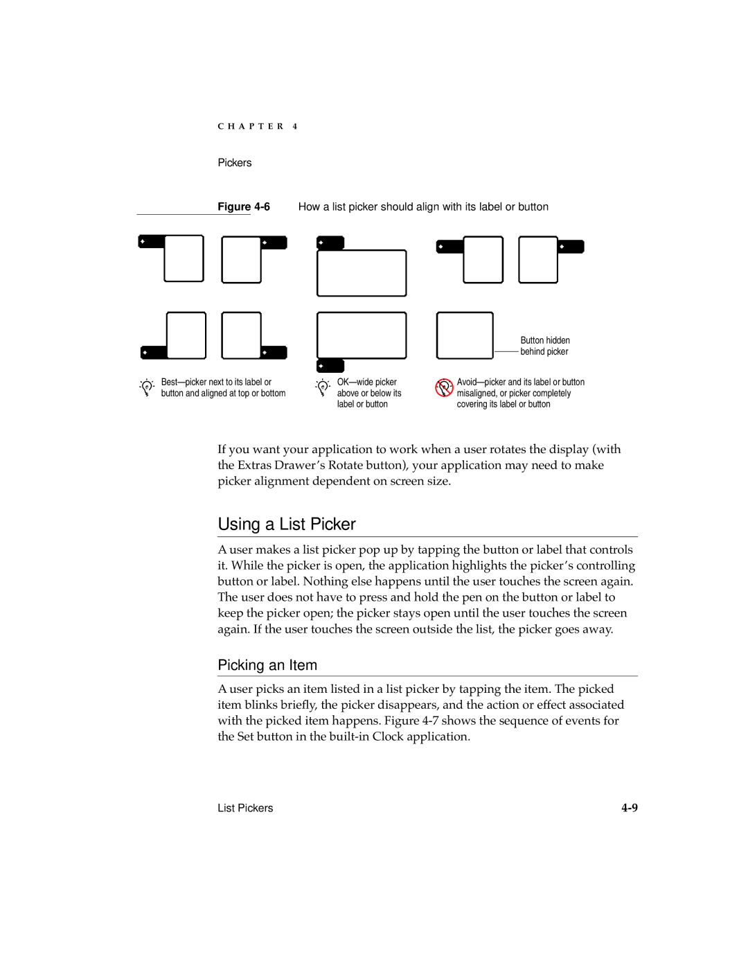 Apple 2 manual Using a List Picker, Picking an Item 