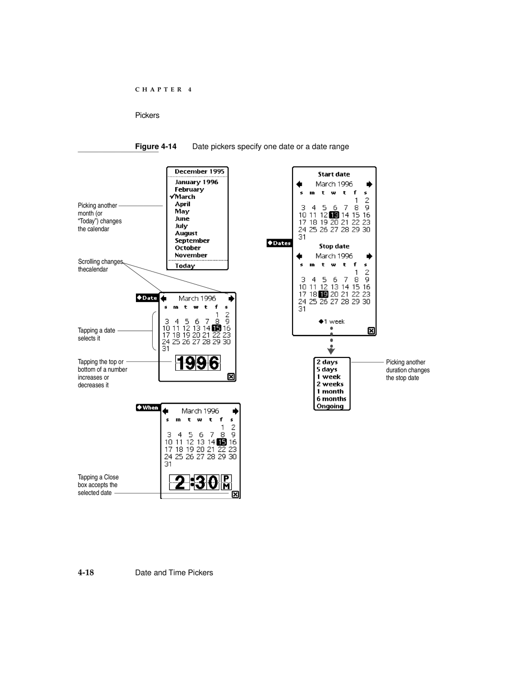 Apple 2 manual 14Date pickers specify one date or a date range 