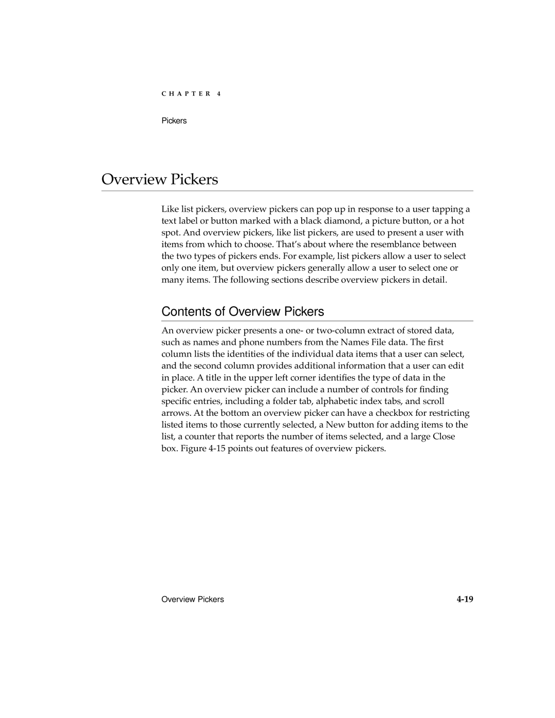 Apple 2 manual Contents of Overview Pickers 