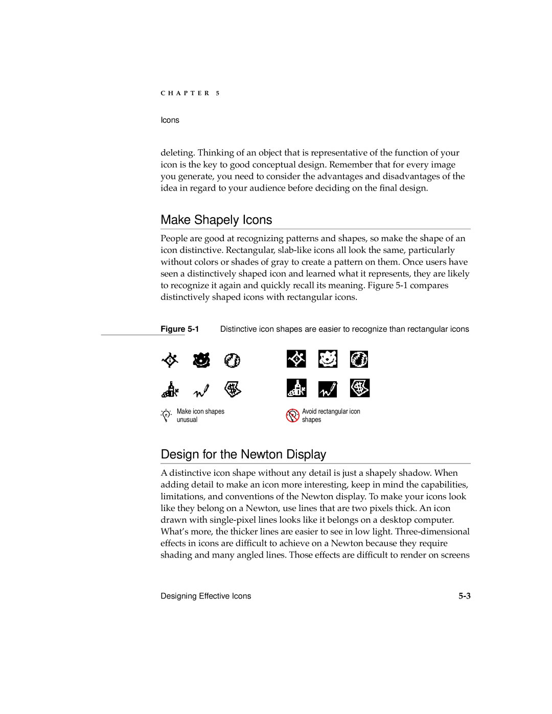 Apple 2 manual Make Shapely Icons, Design for the Newton Display 