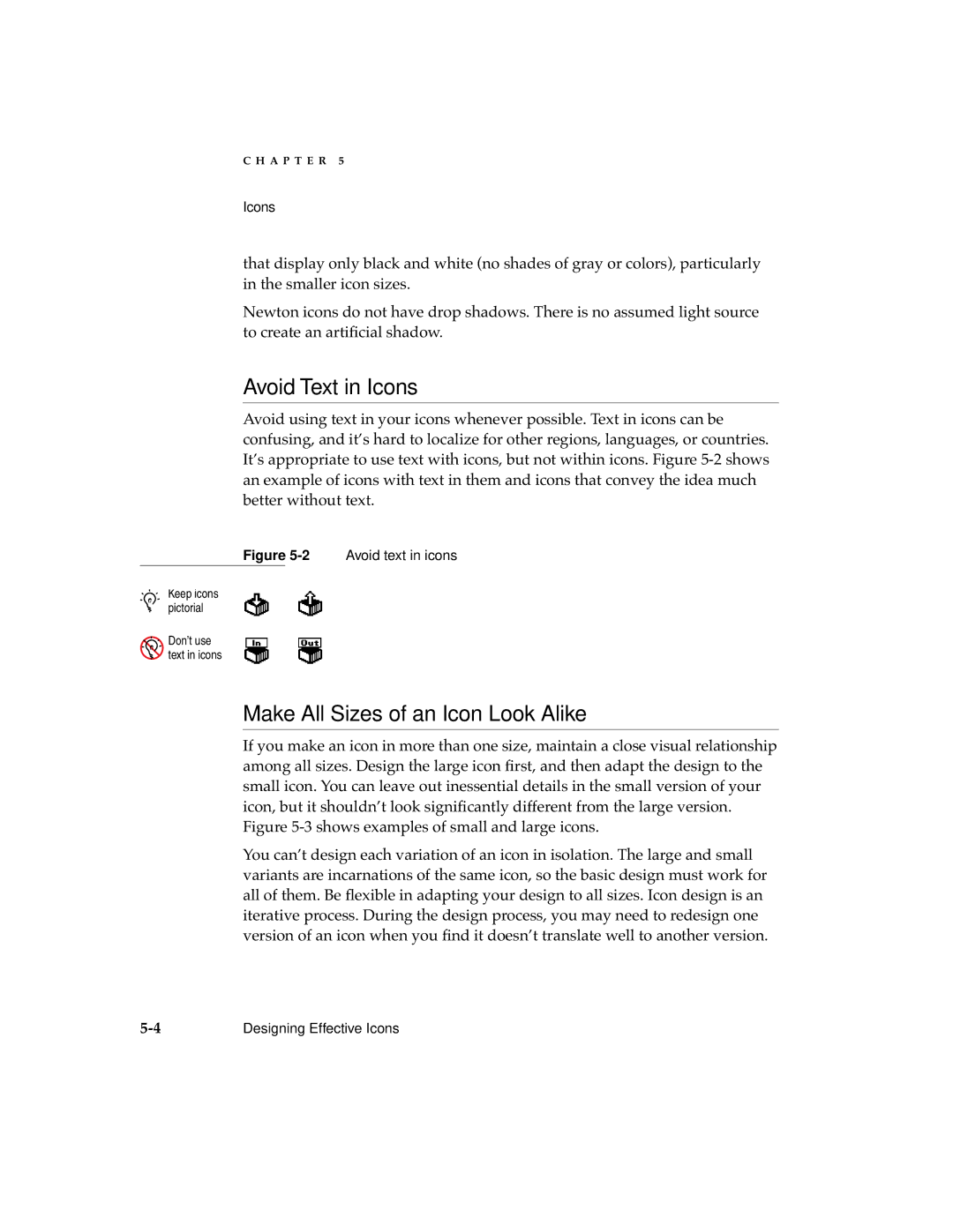 Apple 2 manual Avoid Text in Icons, Make All Sizes of an Icon Look Alike 