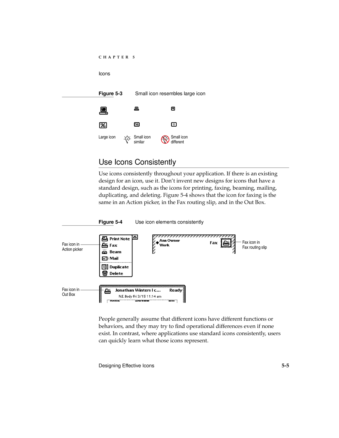 Apple 2 manual Use Icons Consistently, 3Small icon resembles large icon 