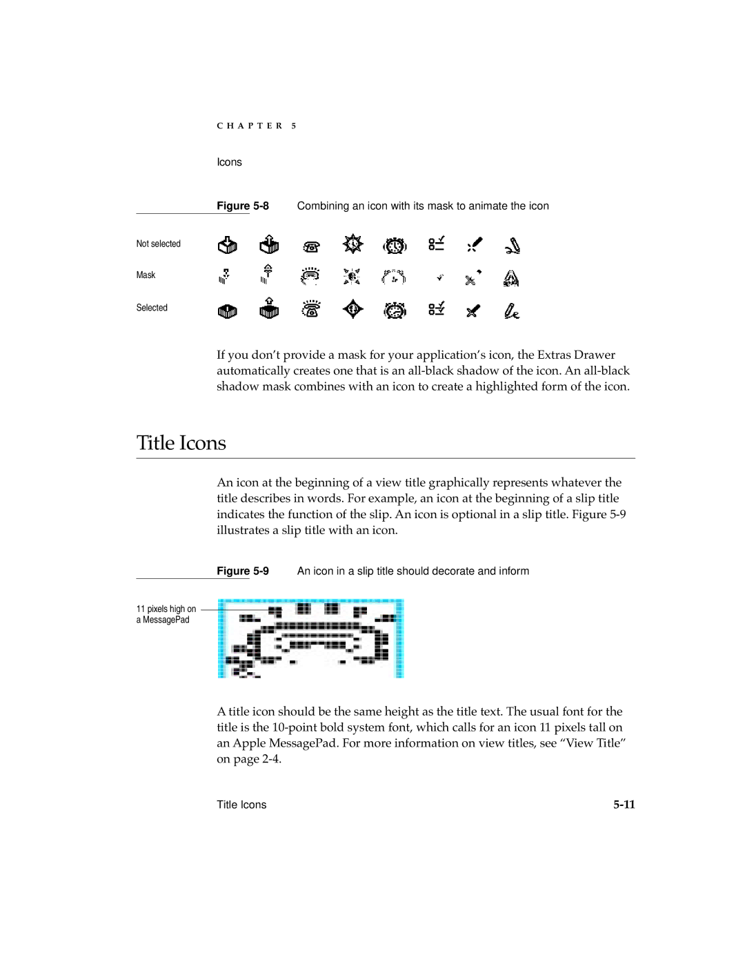 Apple 2 manual Title Icons, 8Combining an icon with its mask to animate the icon 