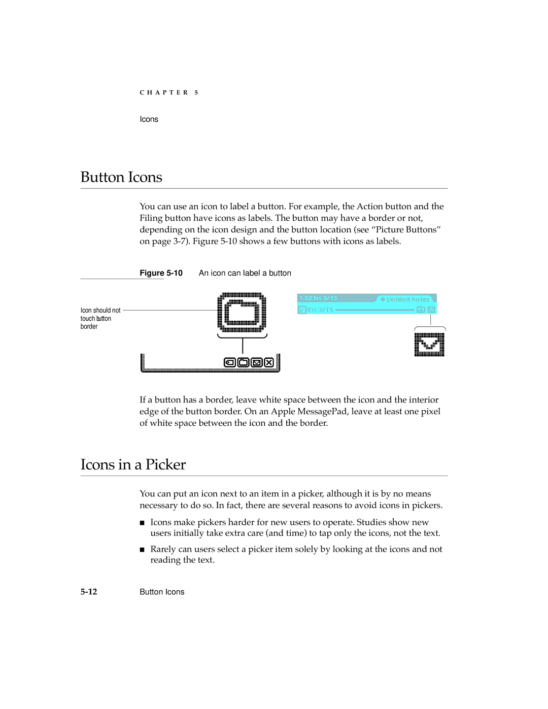 Apple 2 manual Button Icons, Icons in a Picker 