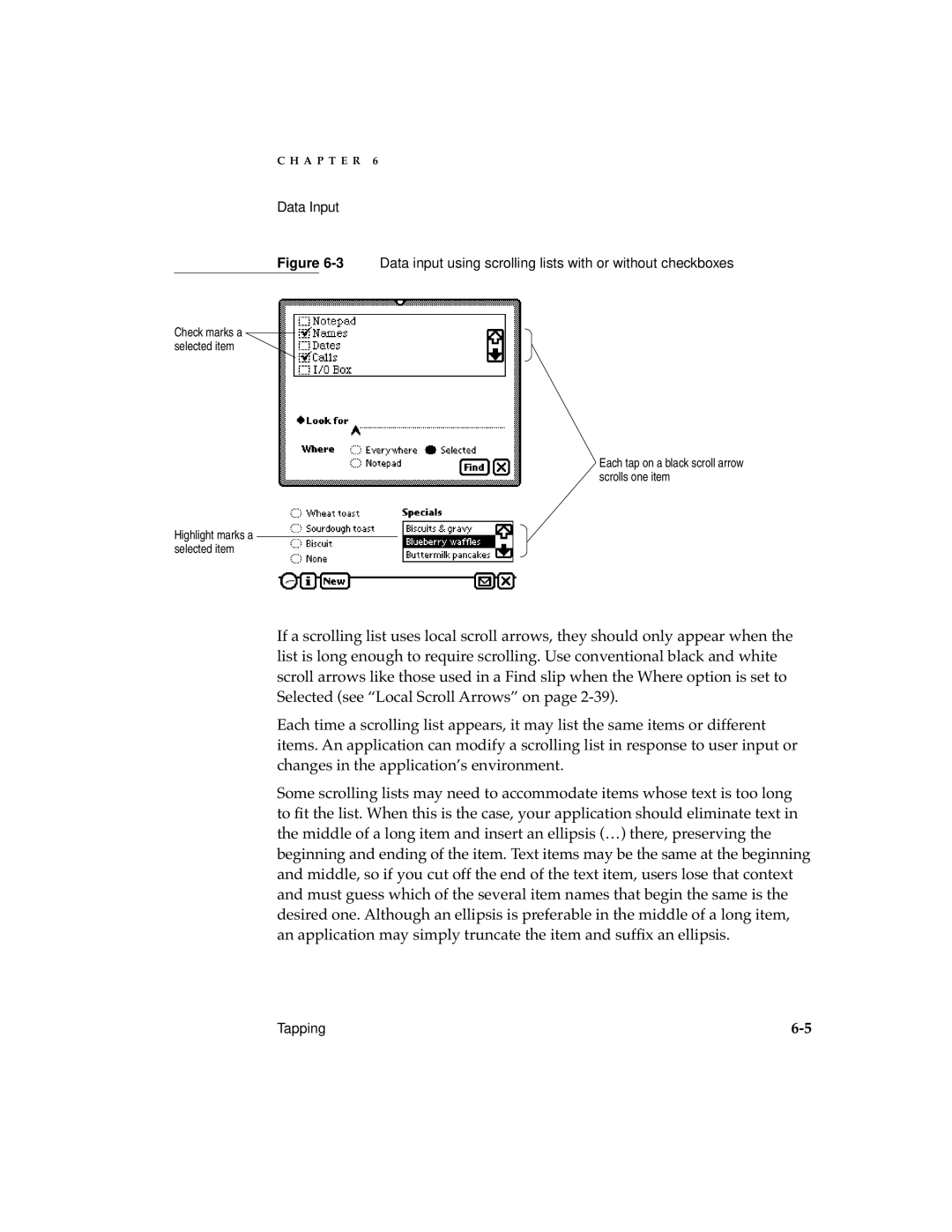 Apple 2 manual 3Data input using scrolling lists with or without checkboxes 