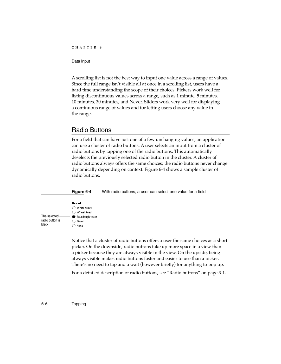 Apple 2 manual Radio Buttons, 4With radio buttons, a user can select one value for a ﬁeld 