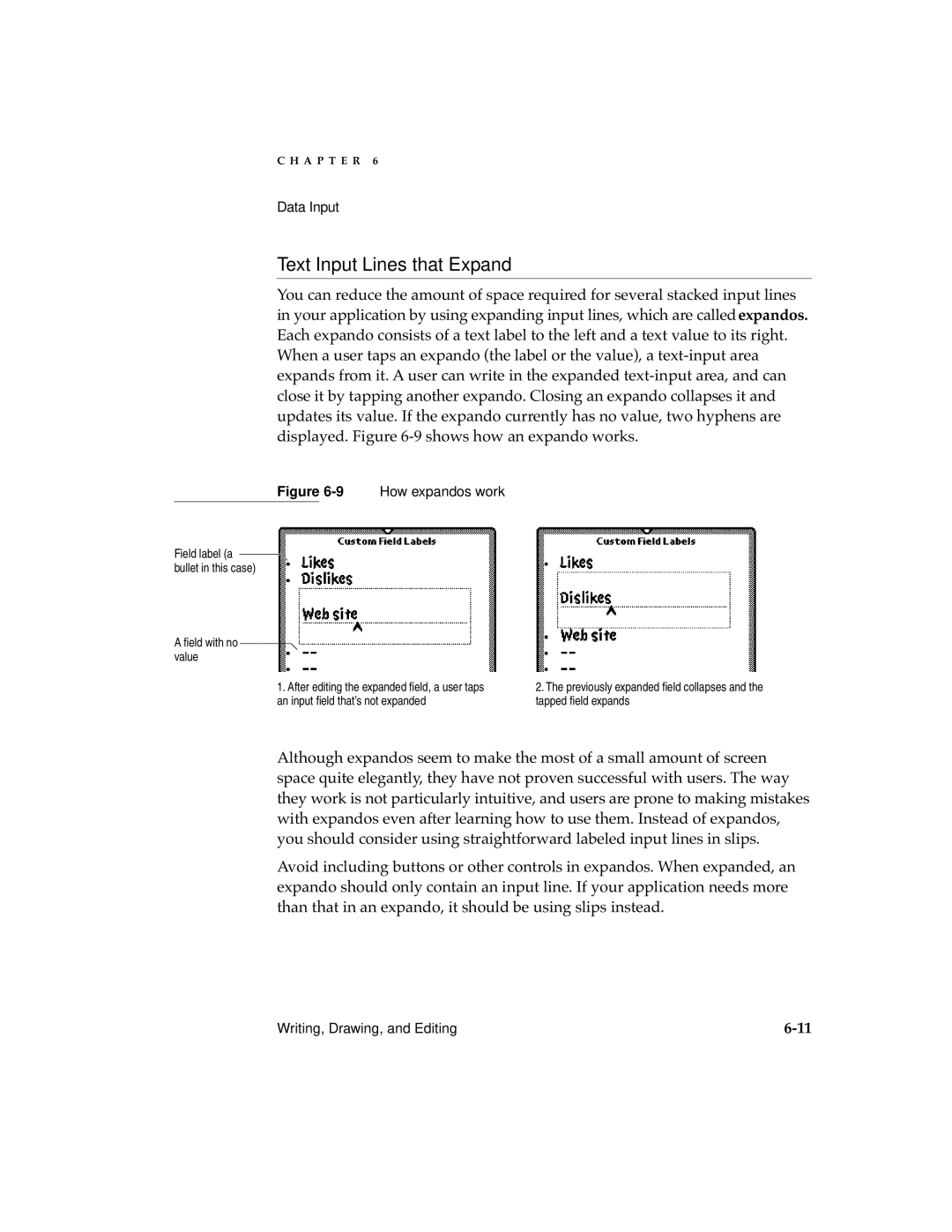 Apple 2 manual Text Input Lines that Expand, 9How expandos work 