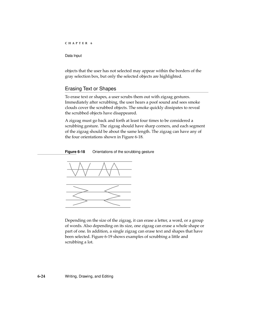 Apple 2 manual Erasing Text or Shapes, 18Orientations of the scrubbing gesture 