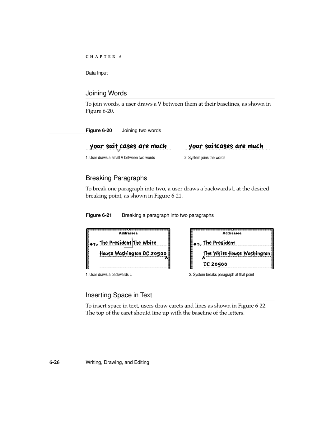 Apple 2 manual Joining Words, Breaking Paragraphs, Inserting Space in Text 