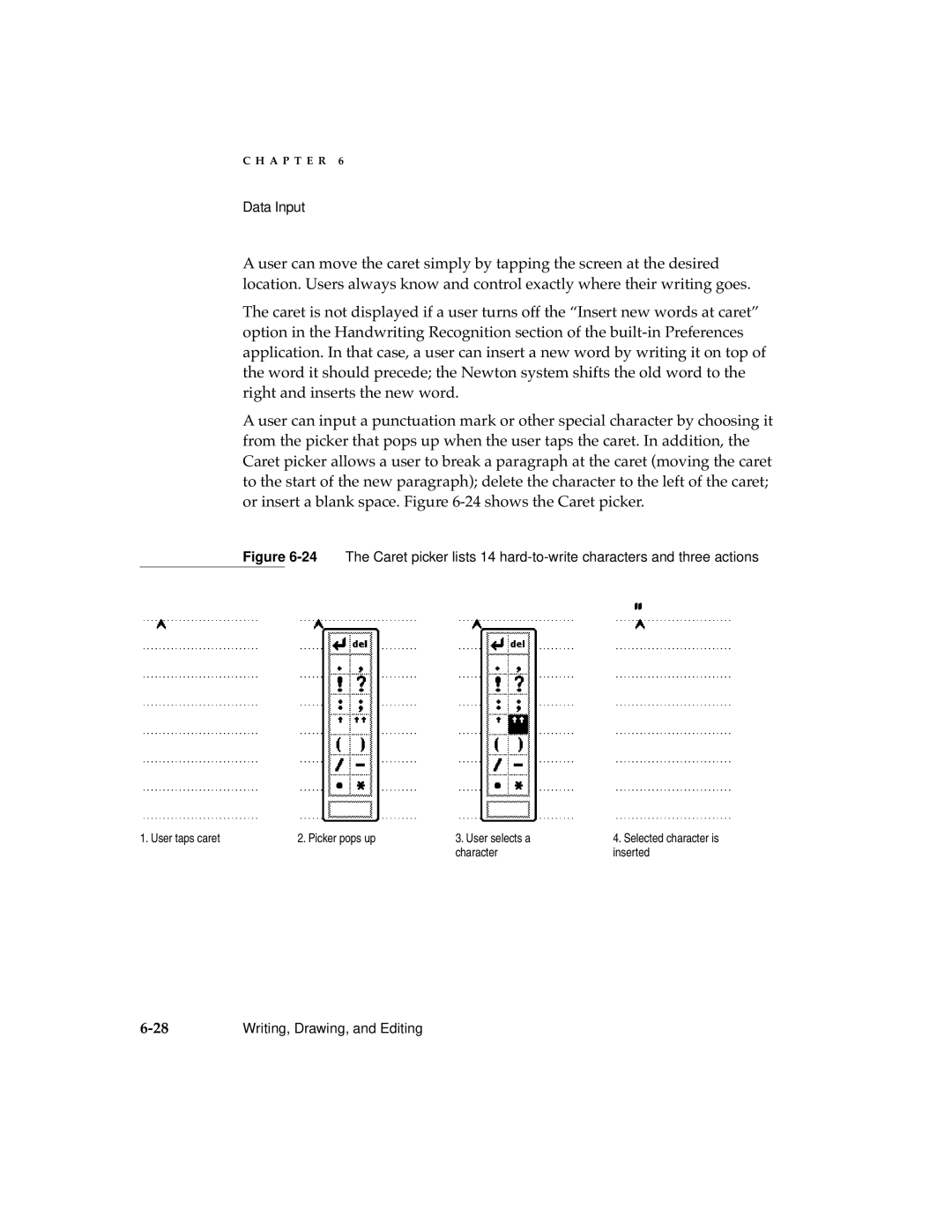 Apple 2 manual User taps caret Picker pops up User selects a 