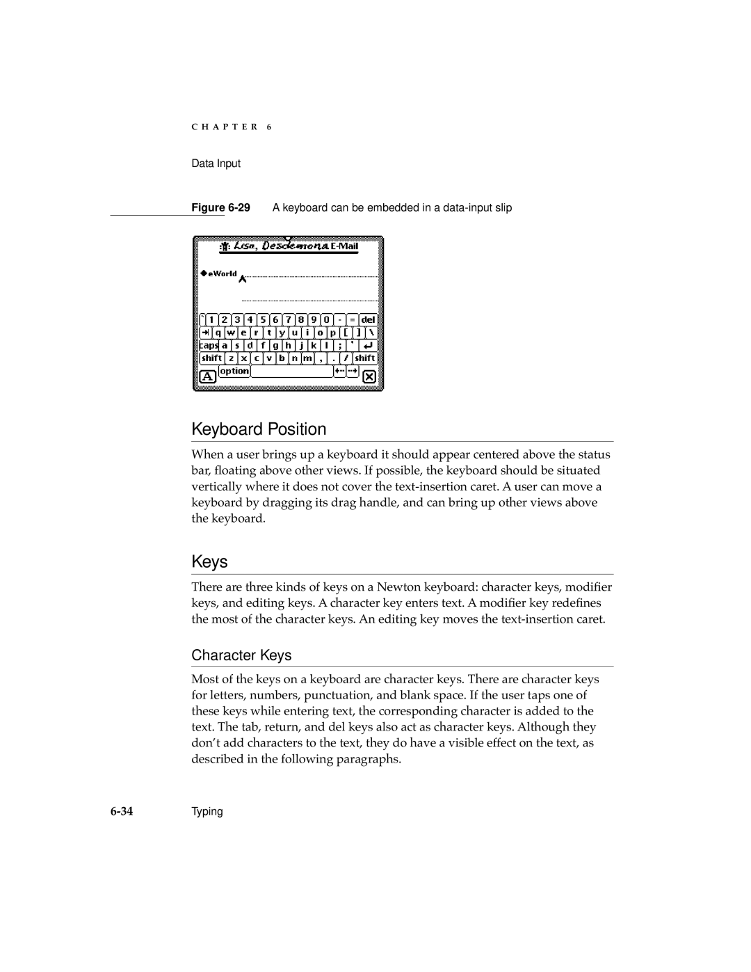 Apple 2 manual Keyboard Position, Character Keys 