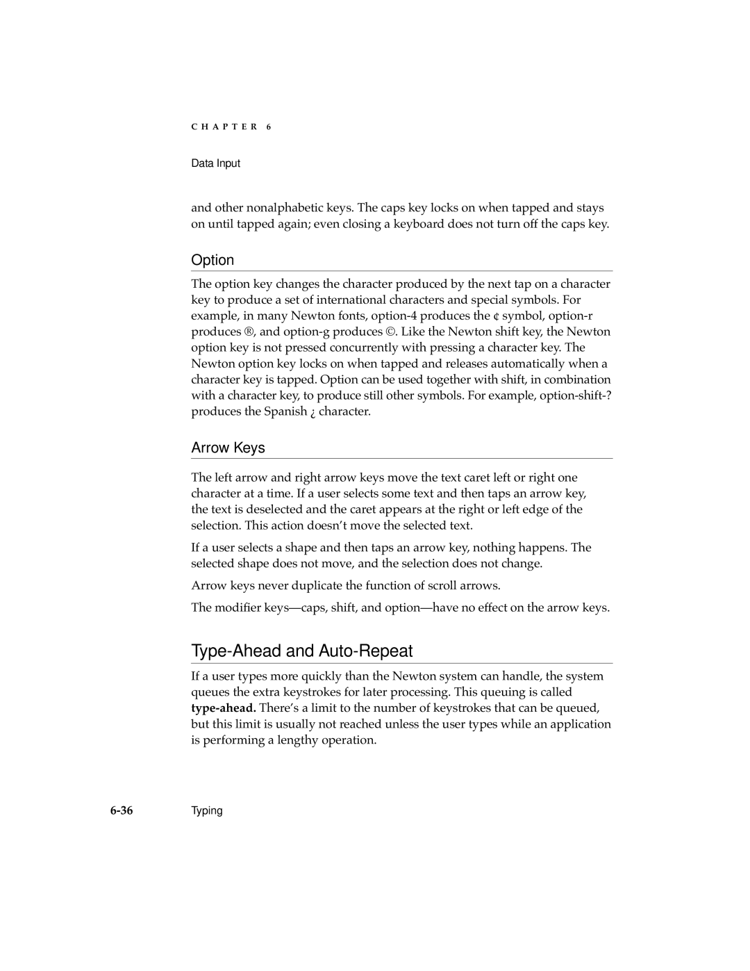 Apple 2 manual Type-Ahead and Auto-Repeat, Option, Arrow Keys 