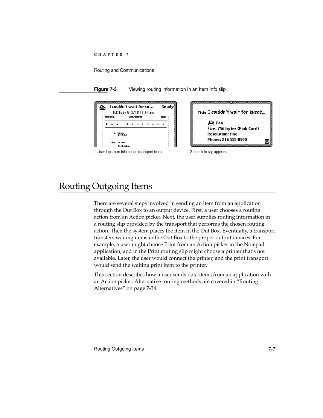 Apple 2 manual Routing Outgoing Items, 3Viewing routing information in an Item Info slip 