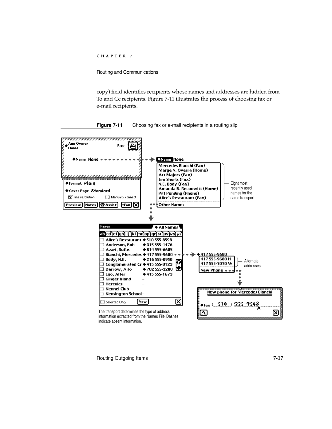 Apple 2 manual 11Choosing fax or e-mail recipients in a routing slip 