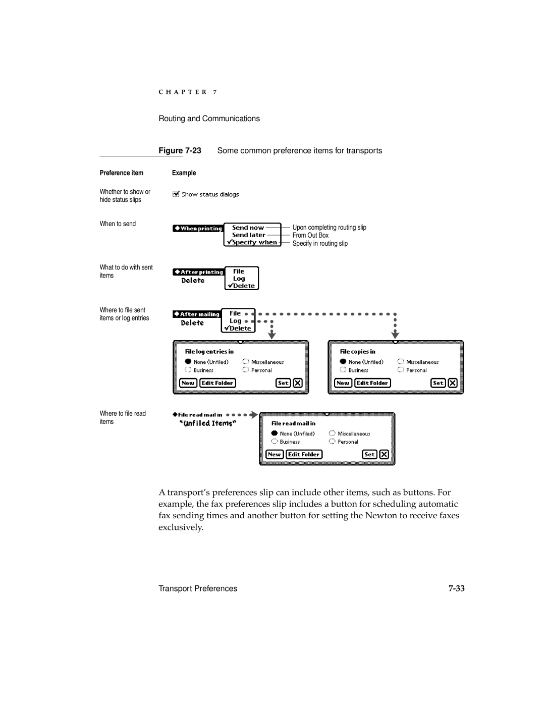 Apple manual 23Some common preference items for transports 