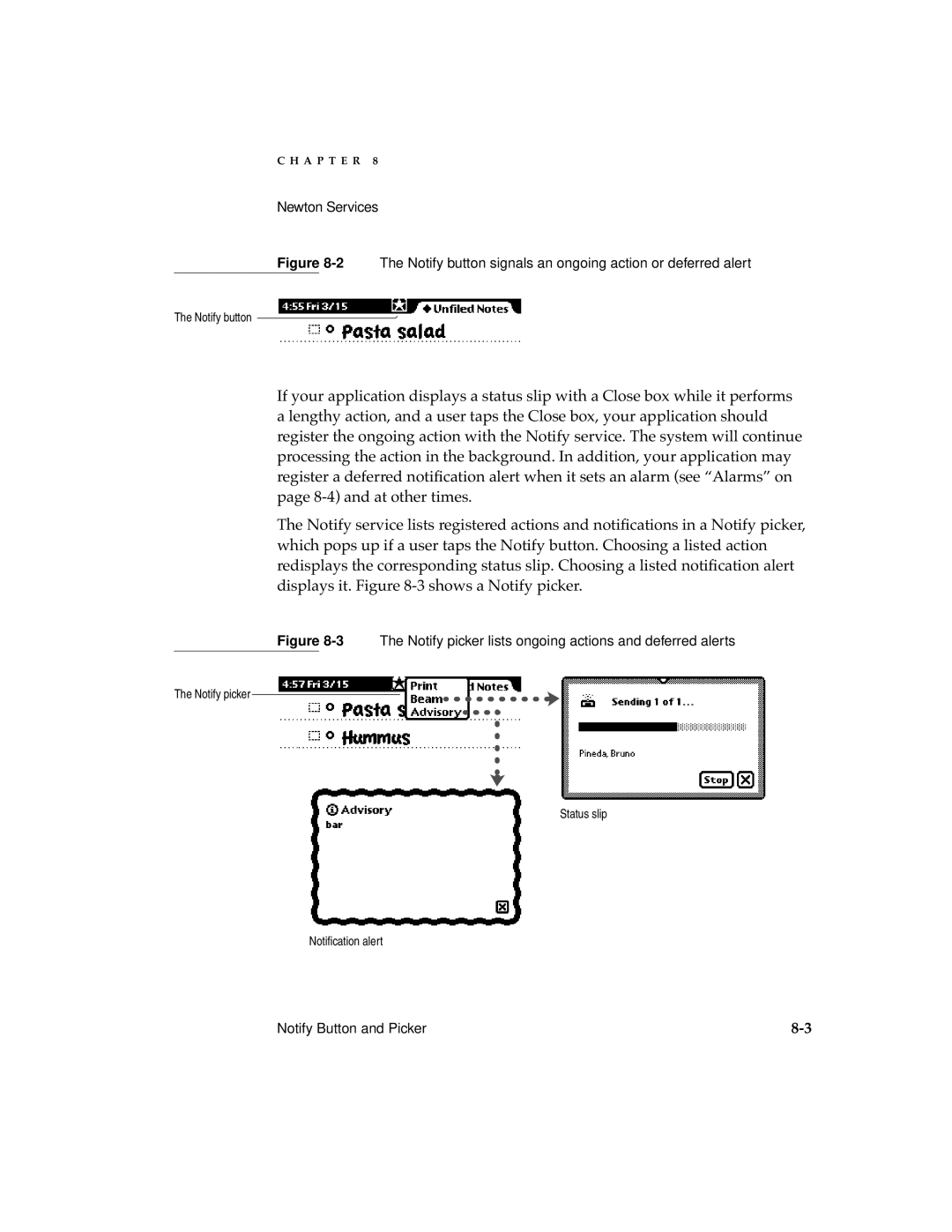 Apple 2 manual 3The Notify picker lists ongoing actions and deferred alerts 