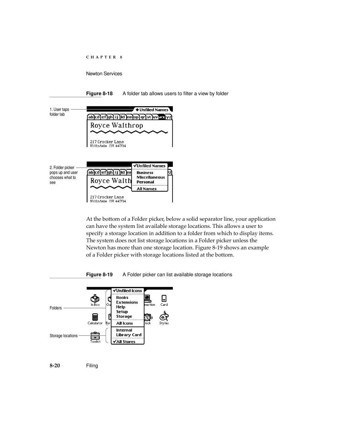 Apple 2 manual 18A folder tab allows users to ﬁlter a view by folder 