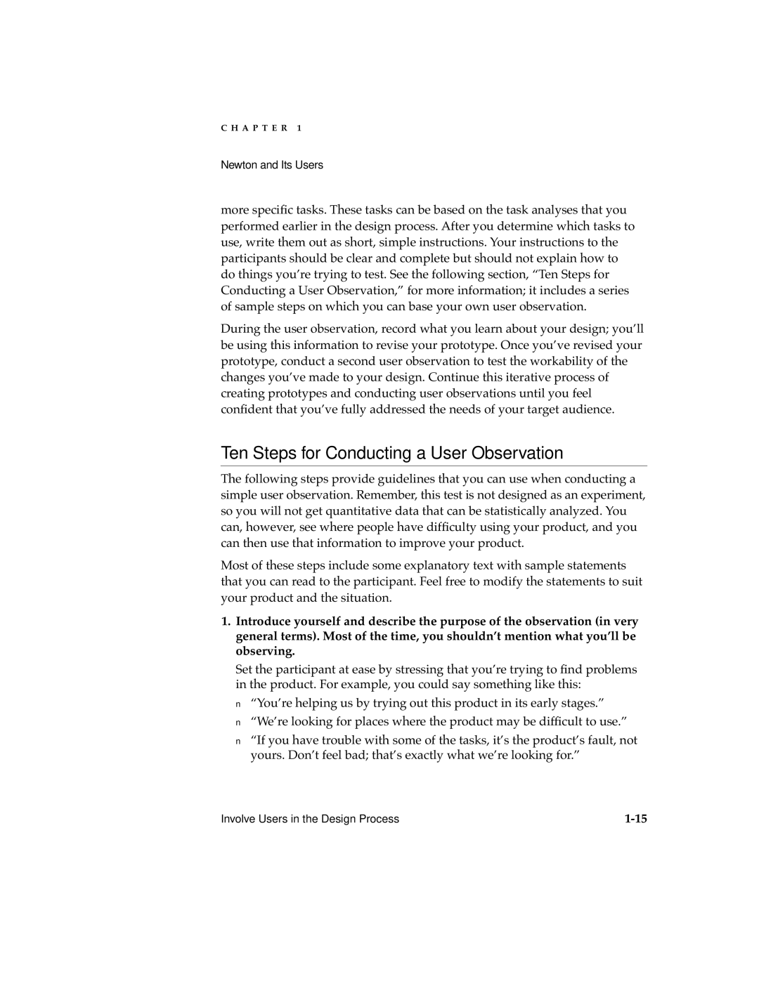 Apple 2 manual Ten Steps for Conducting a User Observation 