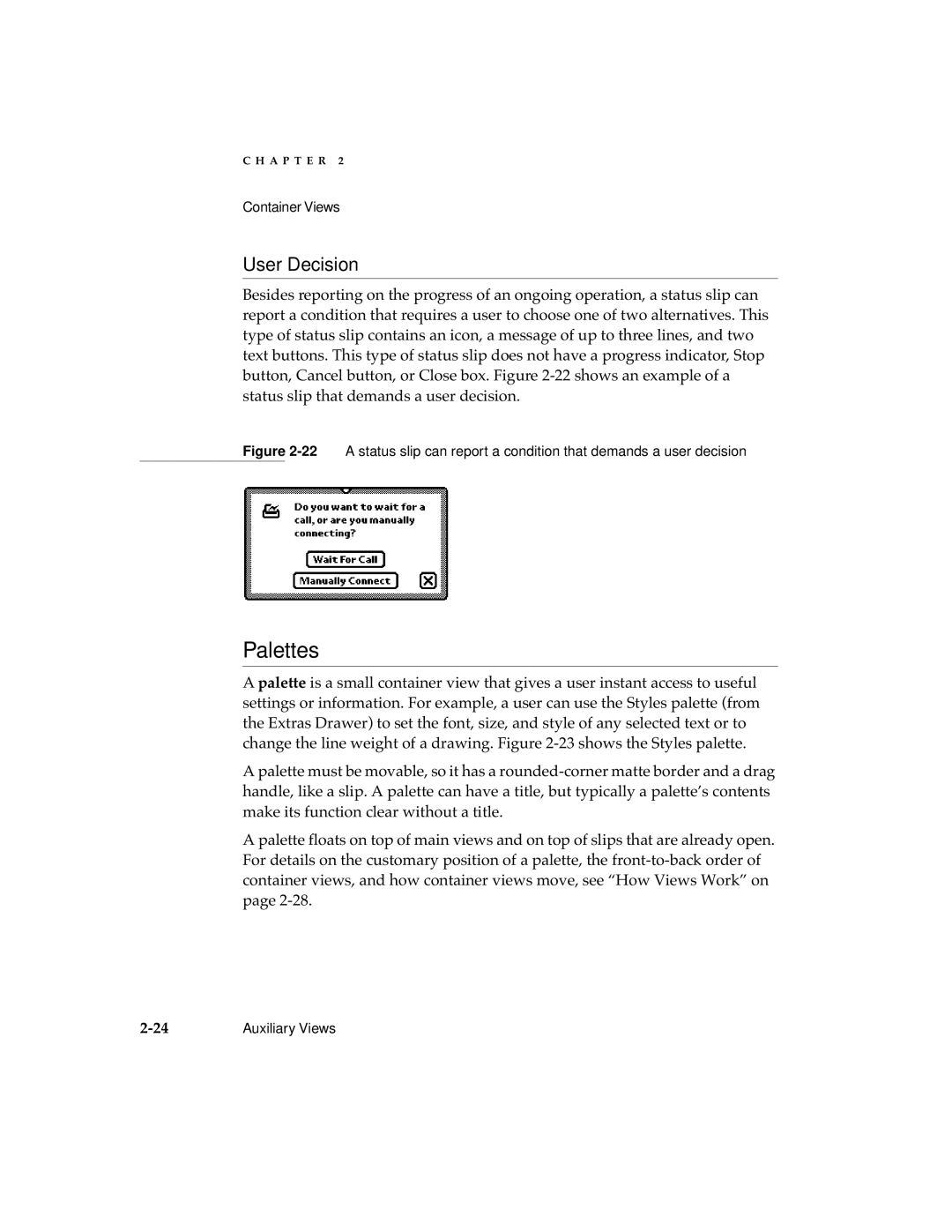 Apple 2 manual Palettes, User Decision 