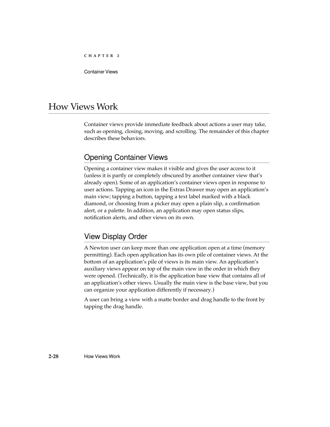 Apple 2 manual How Views Work, Opening Container Views, View Display Order 