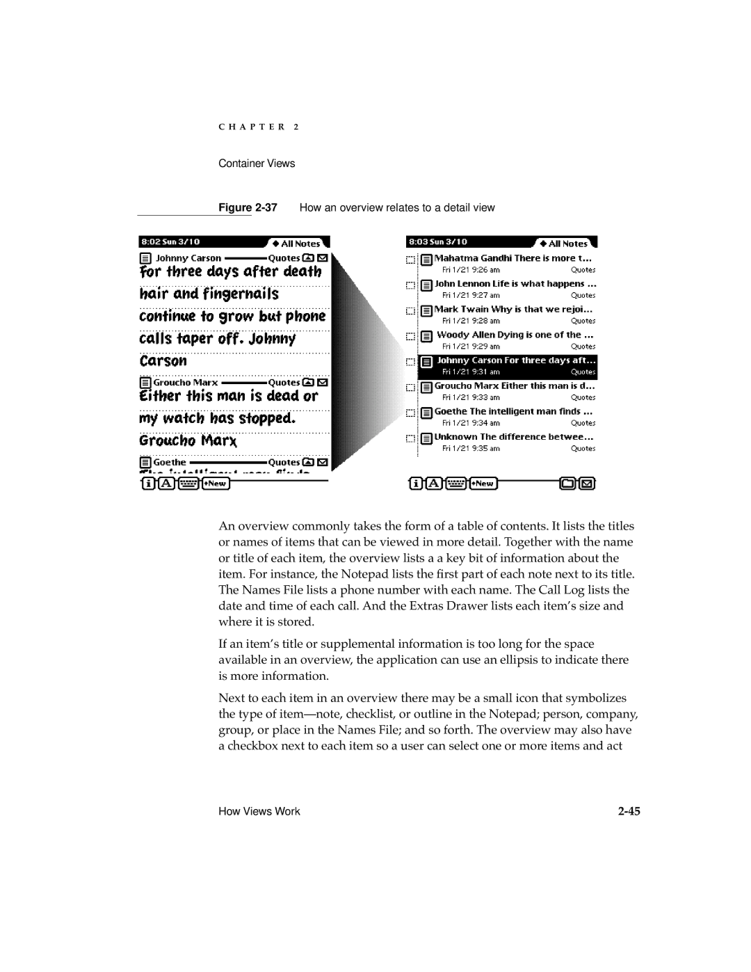 Apple 2 manual 37How an overview relates to a detail view 