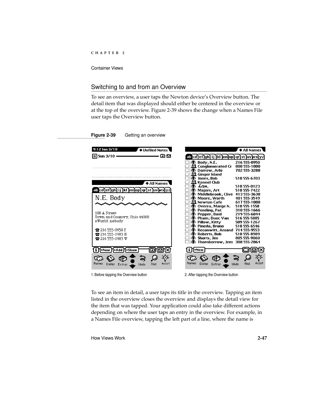 Apple 2 manual Switching to and from an Overview, 39Getting an overview 