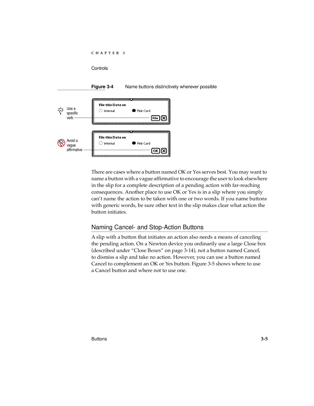 Apple 2 manual Naming Cancel- and Stop-Action Buttons, 4Name buttons distinctively wherever possible 