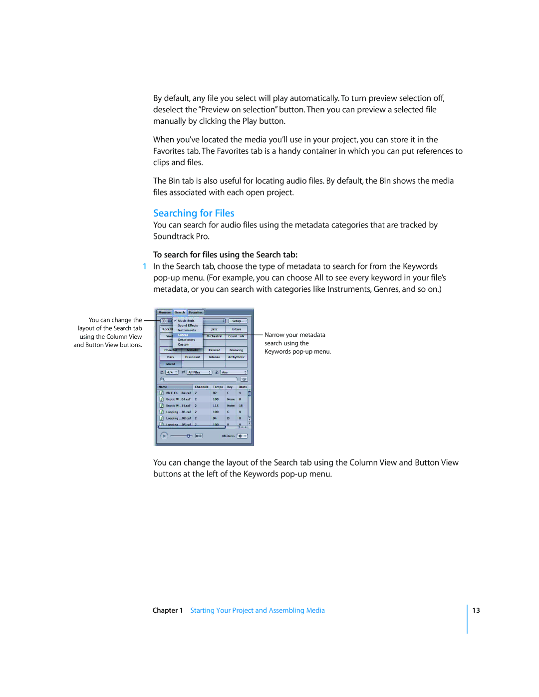 Apple 2 manual Searching for Files, To search for files using the Search tab 