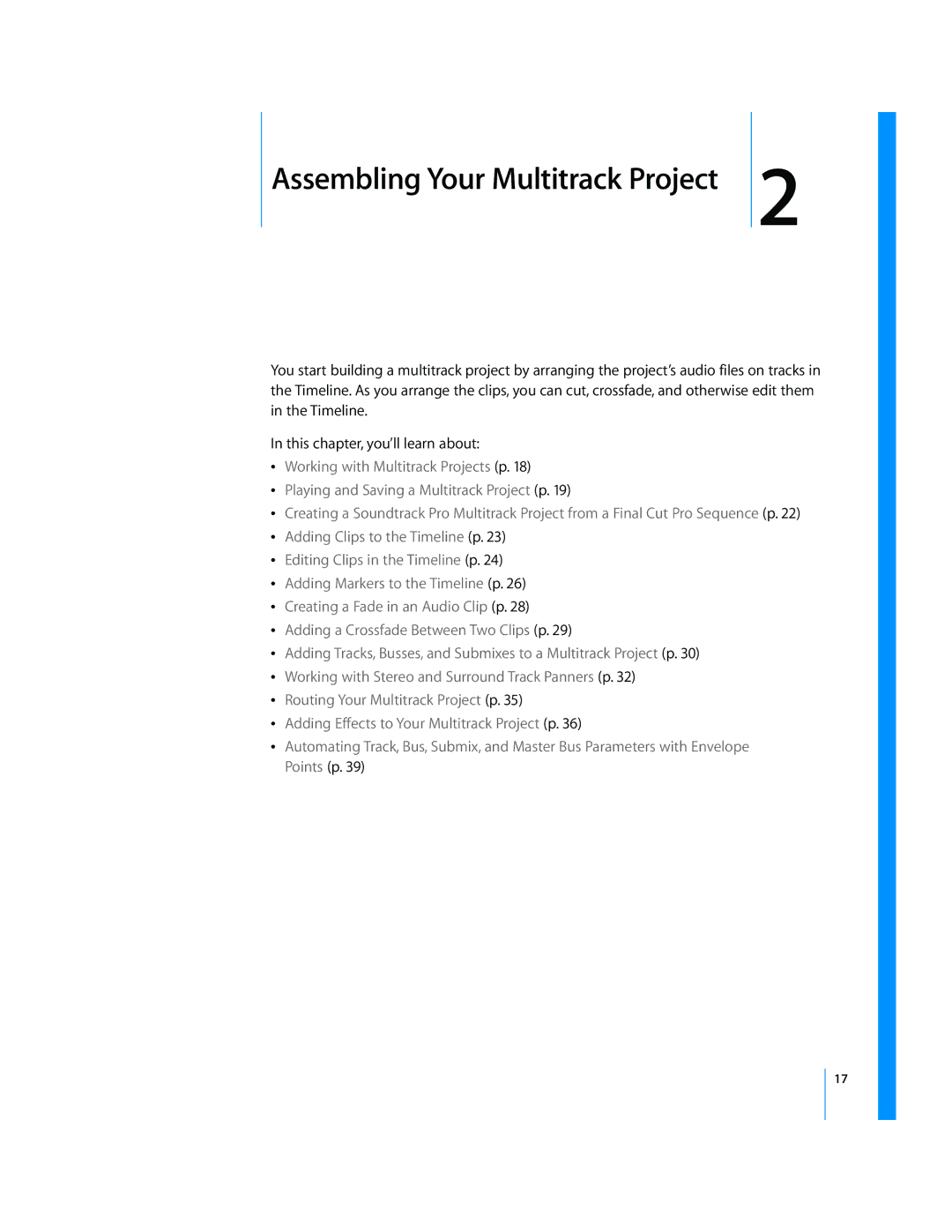 Apple manual 2Assembling Your Multitrack Project 