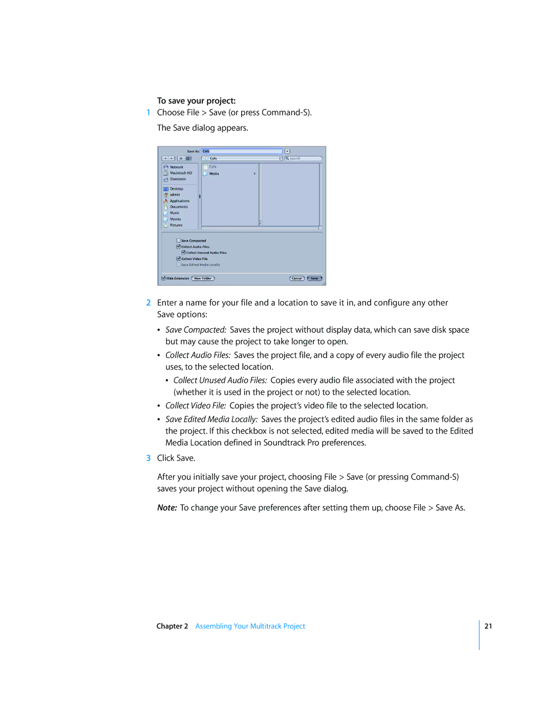 Apple 2 manual To save your project 