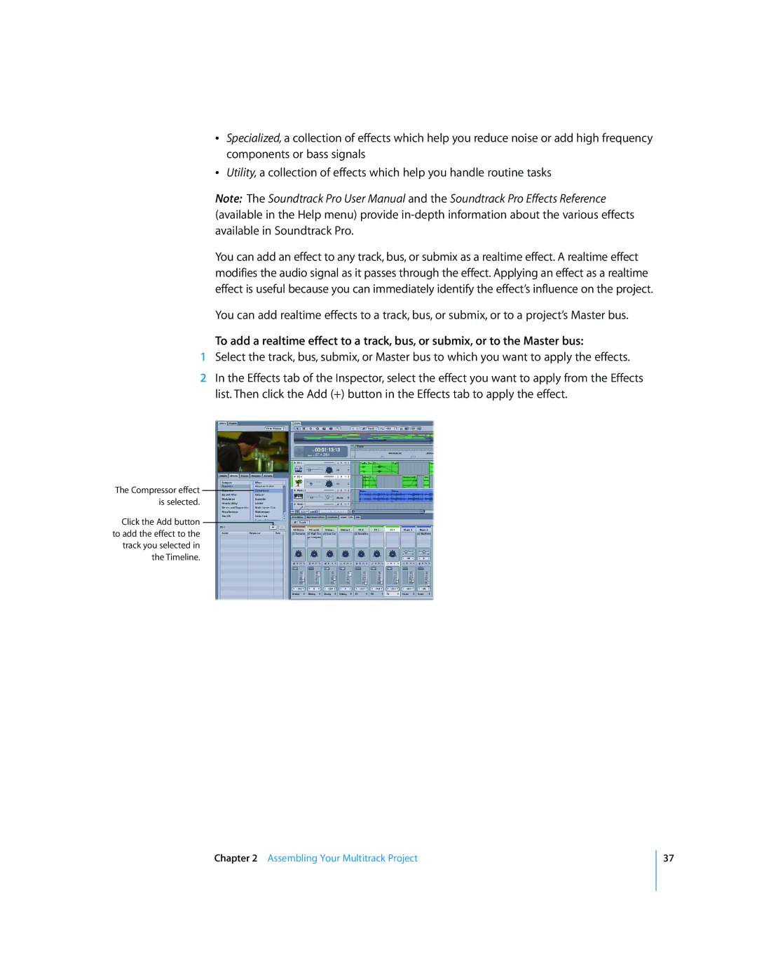 Apple 2 manual Compressor effect is selected 