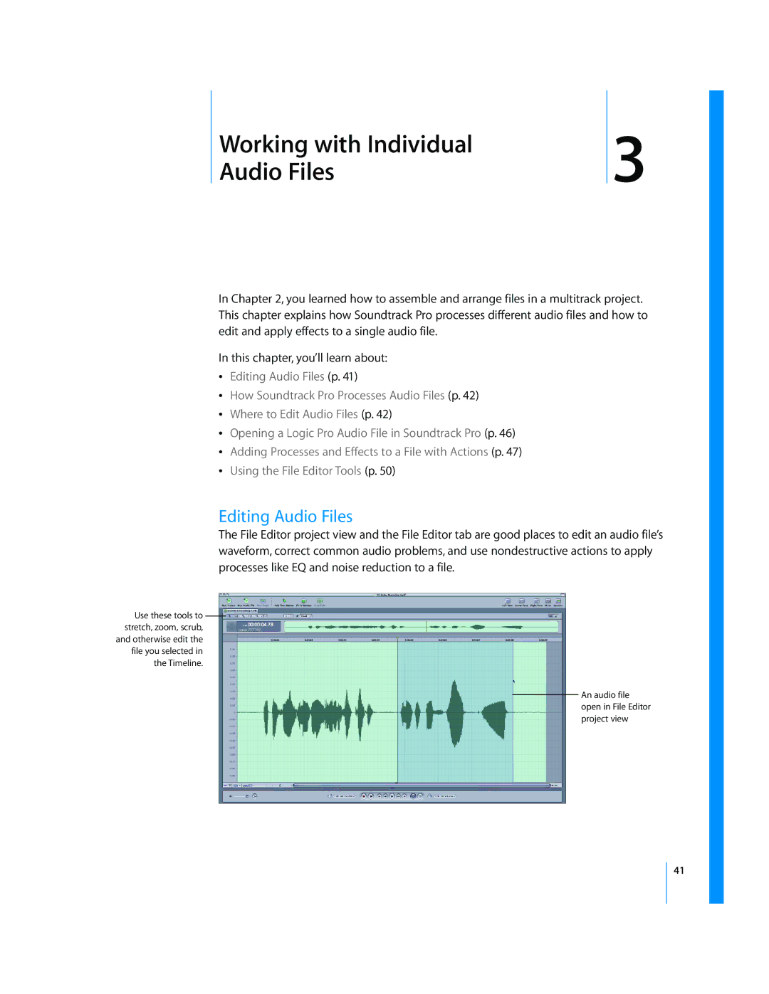 Apple 2 manual Working with Individual Audio Files, Editing Audio Files 