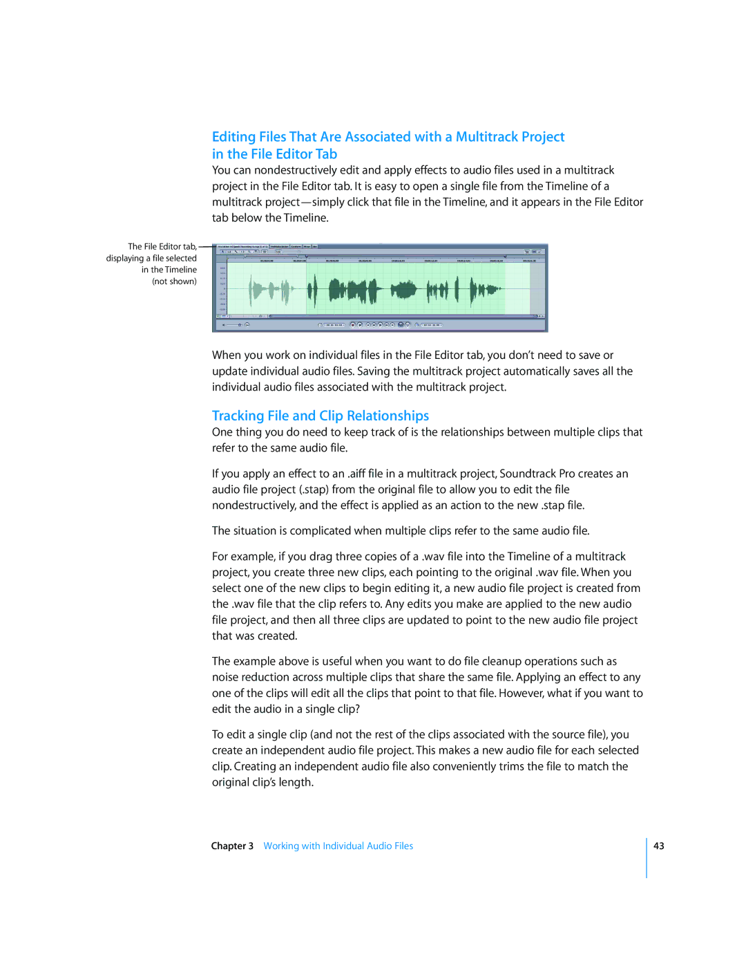 Apple 2 manual Tracking File and Clip Relationships 